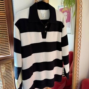 H&M Striped Rugby Polo Sweater, sz M